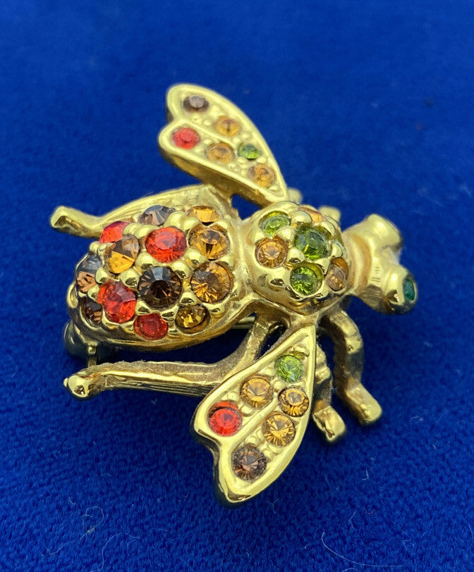 Joan Rivers  swarovski   crystal pave  bee pin brooch  1 1/4  inches