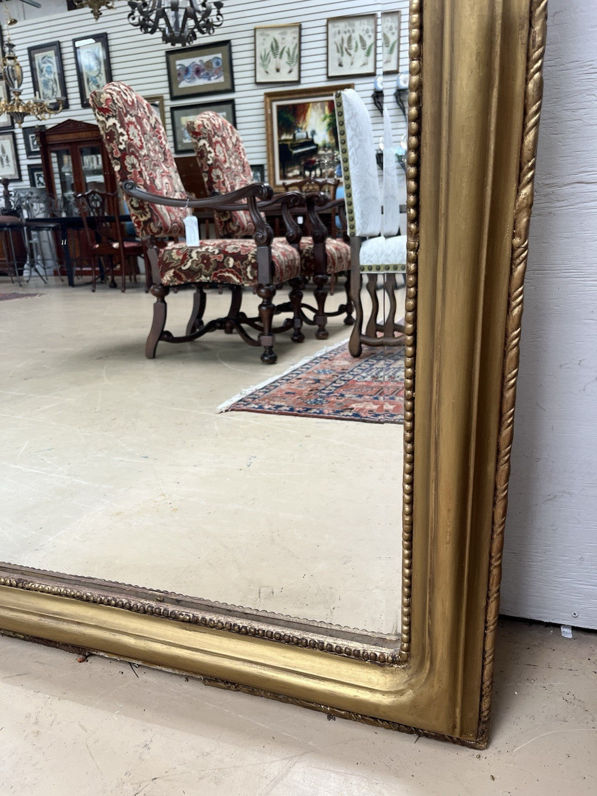 79" Tall French Louis Philippe Gold Framed Beveled Mirror 37.5” #1