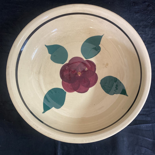 VINTAGE WATT U.S.A. 13” FLORAL OVENWARE SPAGHETTI / SALAD BOWL Marked 39