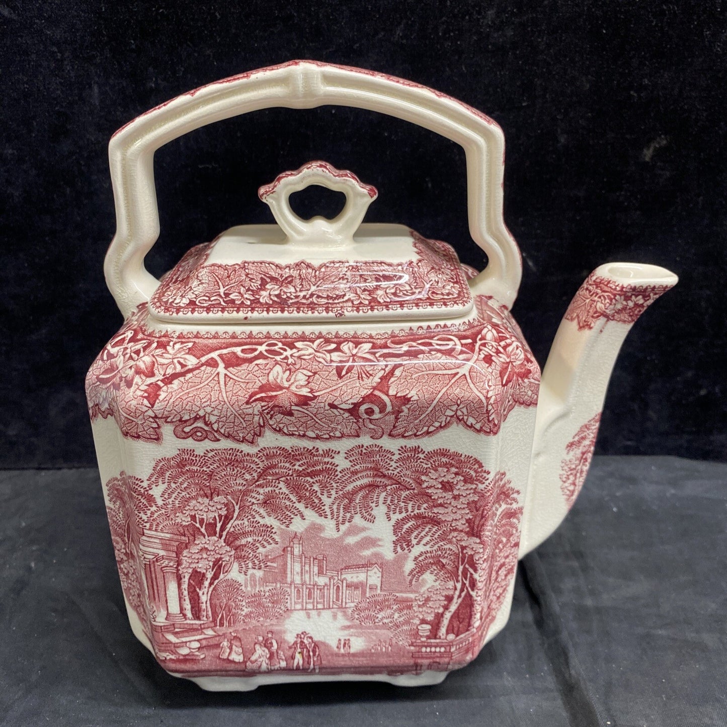 Mason's Vista Pink Kettle Teapot & Lid 9" Holds 7 Cups