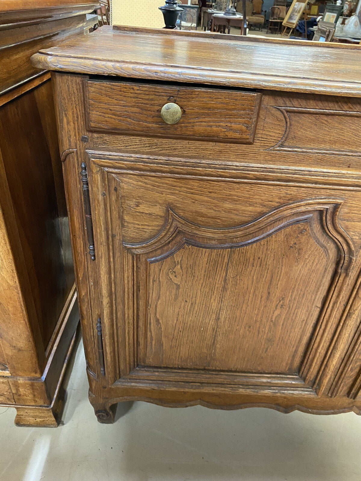Antique French Oak Provincial Louis XV Carved Commode Chest Sideboard