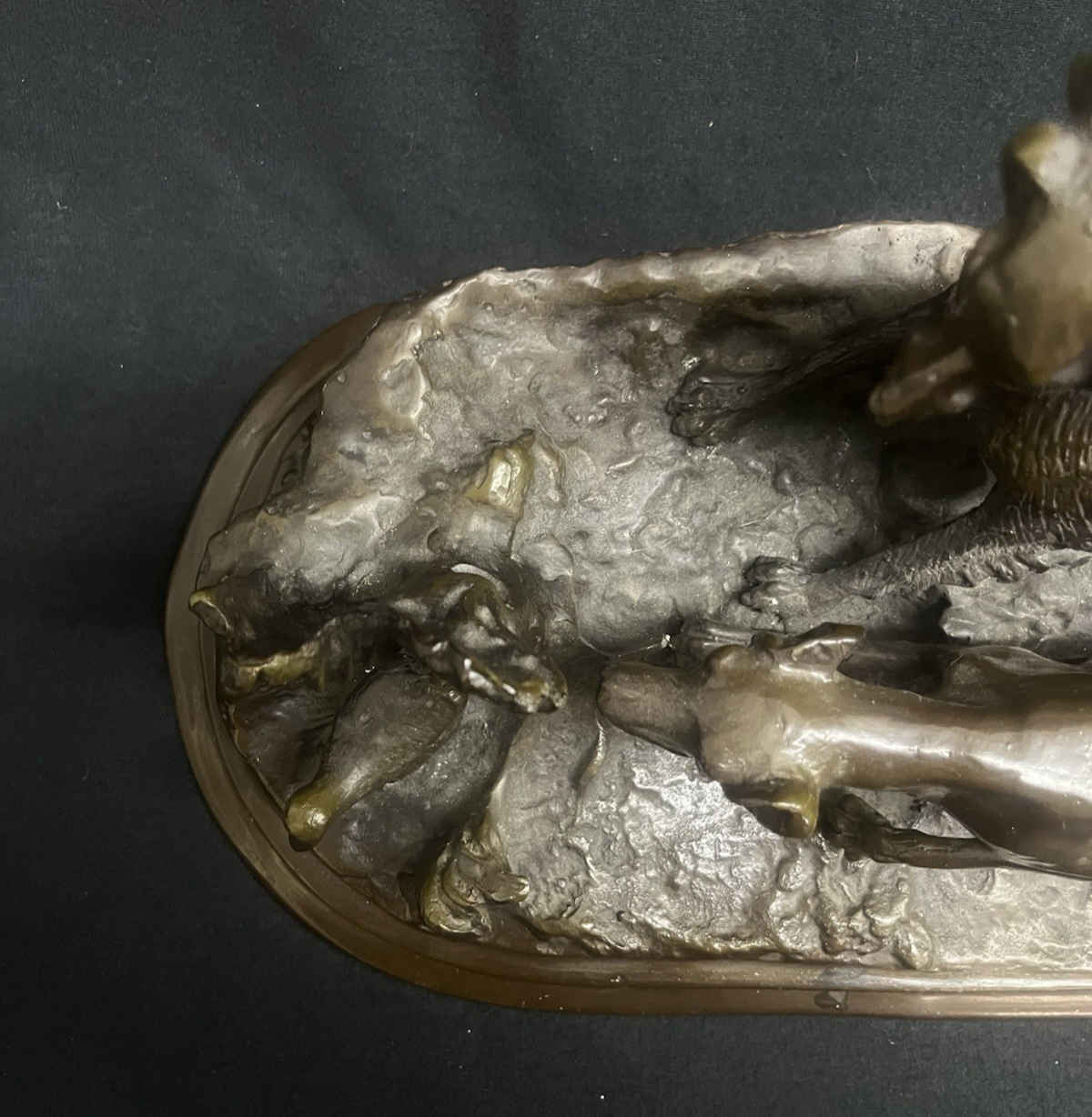 Signed Pierre-Jules PJ Mêne Bronze Hunting Hounds Dogs Duck Sculpture 16" PB10