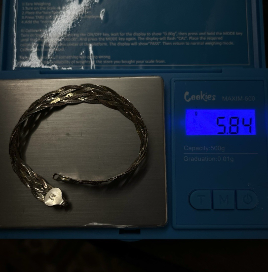 Italian FAS Sterling Silver 3-Tone Braided Herringbone Necklace & Bracelet 20 g