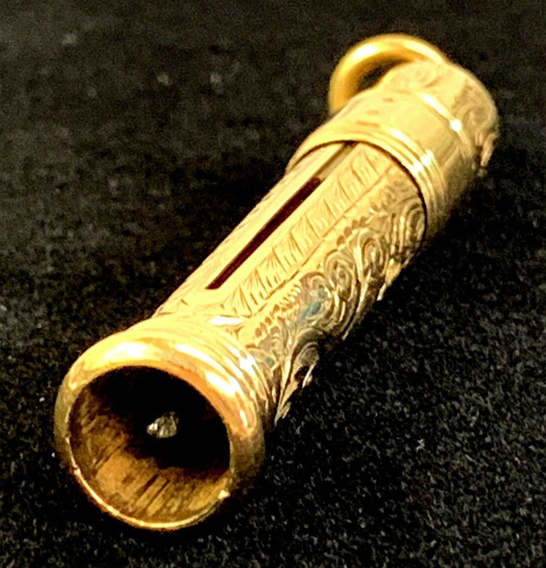 Antique 9 Kt Gold Pencil Holder w Pencil 1910's Edwardian w Bale for Necklace