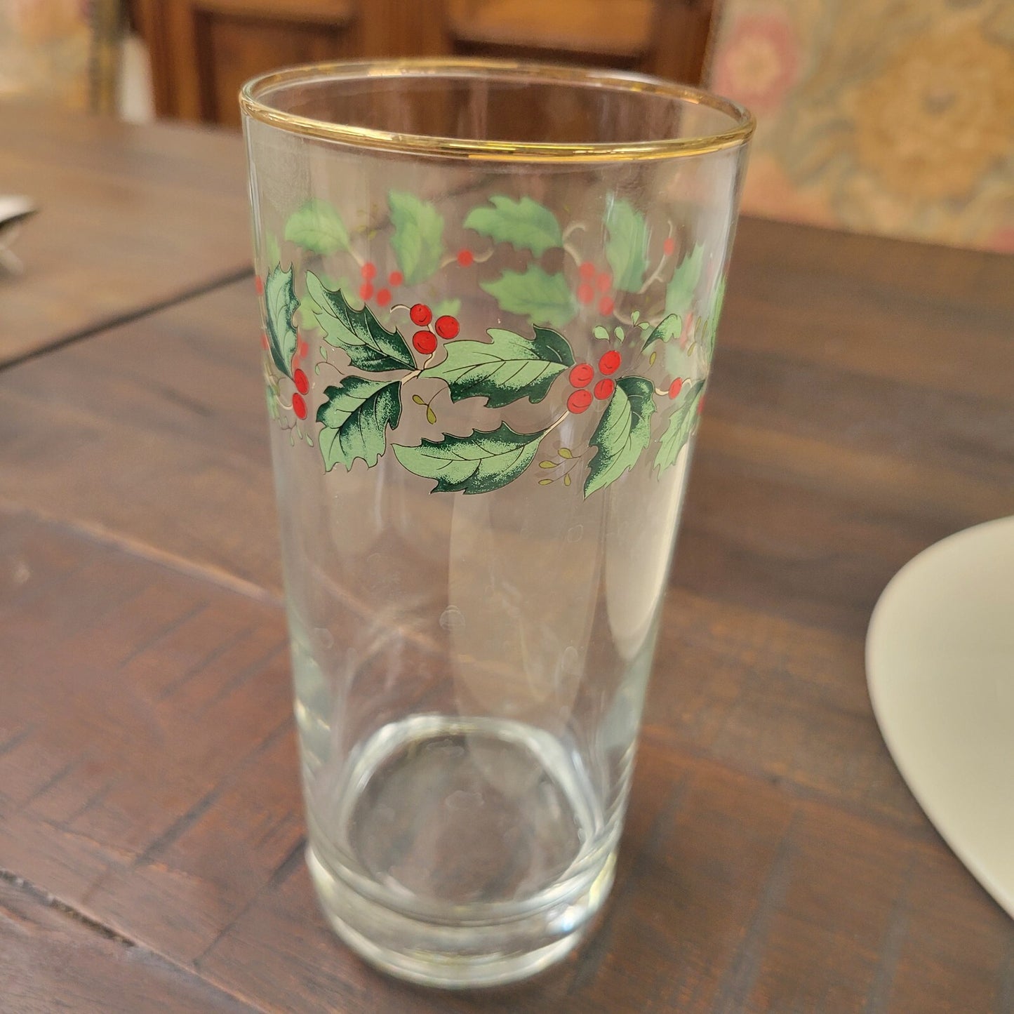 Lenox "HOLIDAY" Gold Trim Glass Tumblers ~ 16oz ~ 6 1/4" Tall