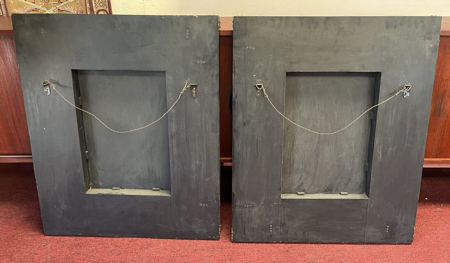 PAIR OF COASTAL BEACH BAMBOO & RATTAN FRAMED BEVELED MIRRORS 35.5" X 29.5"