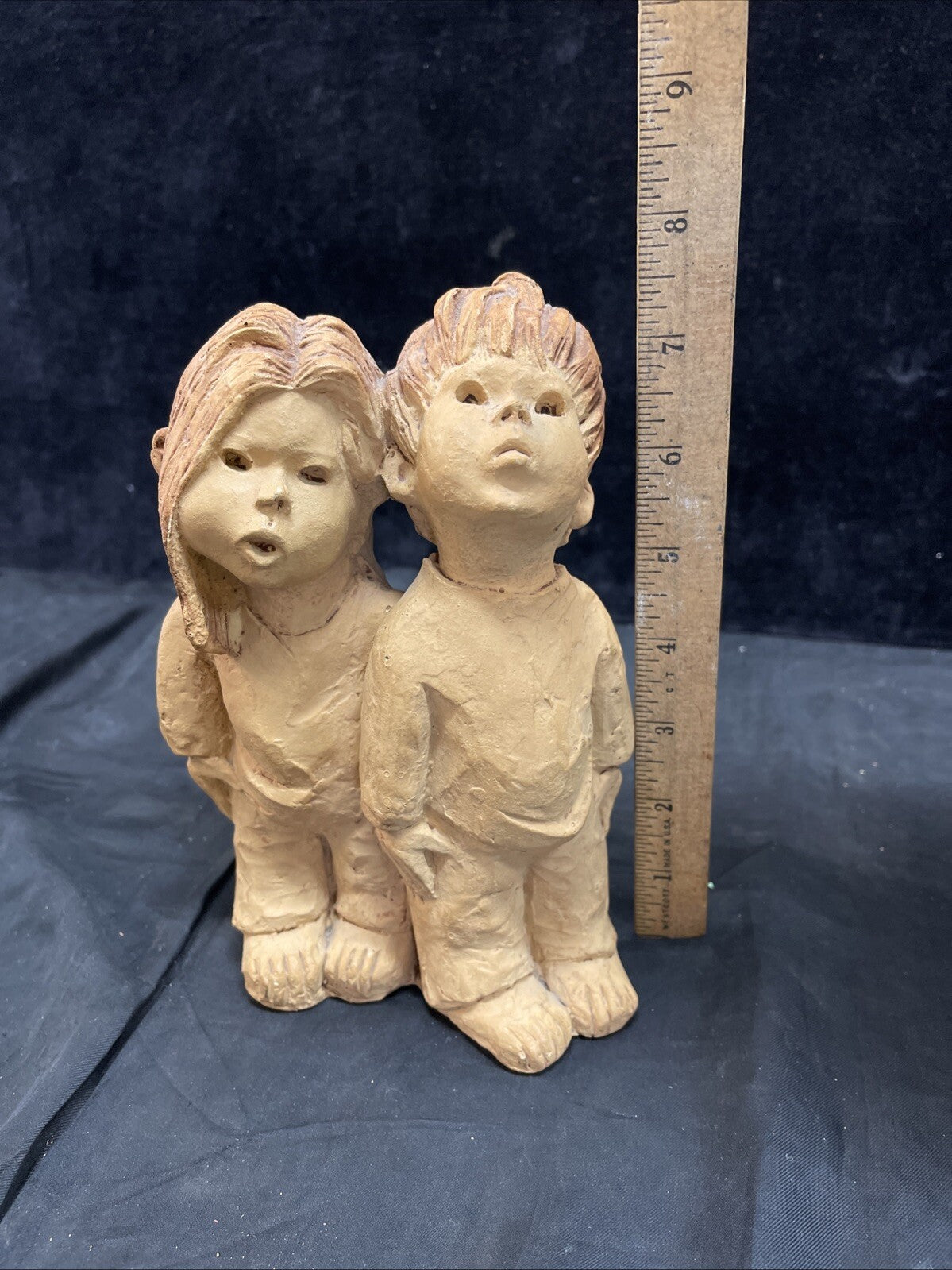 Lee Bortin Original Boy & Girl Stargazing 7 1/2" Clay Sculpture