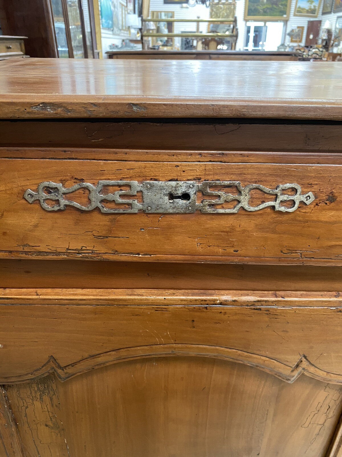 Antique French Farmhouse Louis XV Carved Cherry Chest Sideboard Commode 19C A6