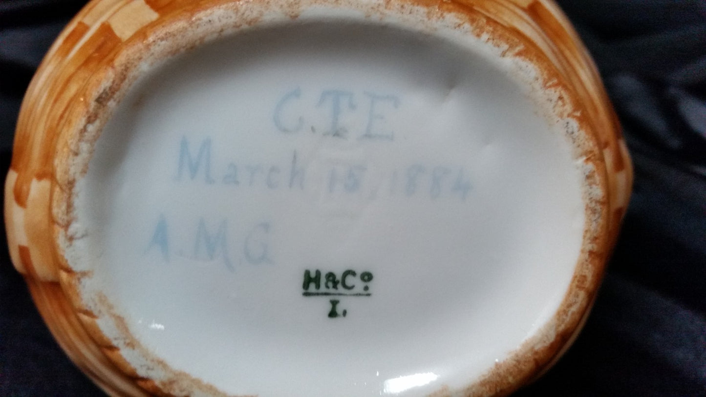 1884 Haviland Limoges Basket Weave Creamer Osier Blank Floral H3427 Gold Trim