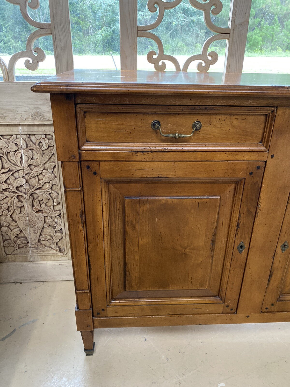 FRENCH LOUIS XVI STYLE SOLID FRUITWOOD SIDEBOARD BUFFET SERVER 76" x 21"