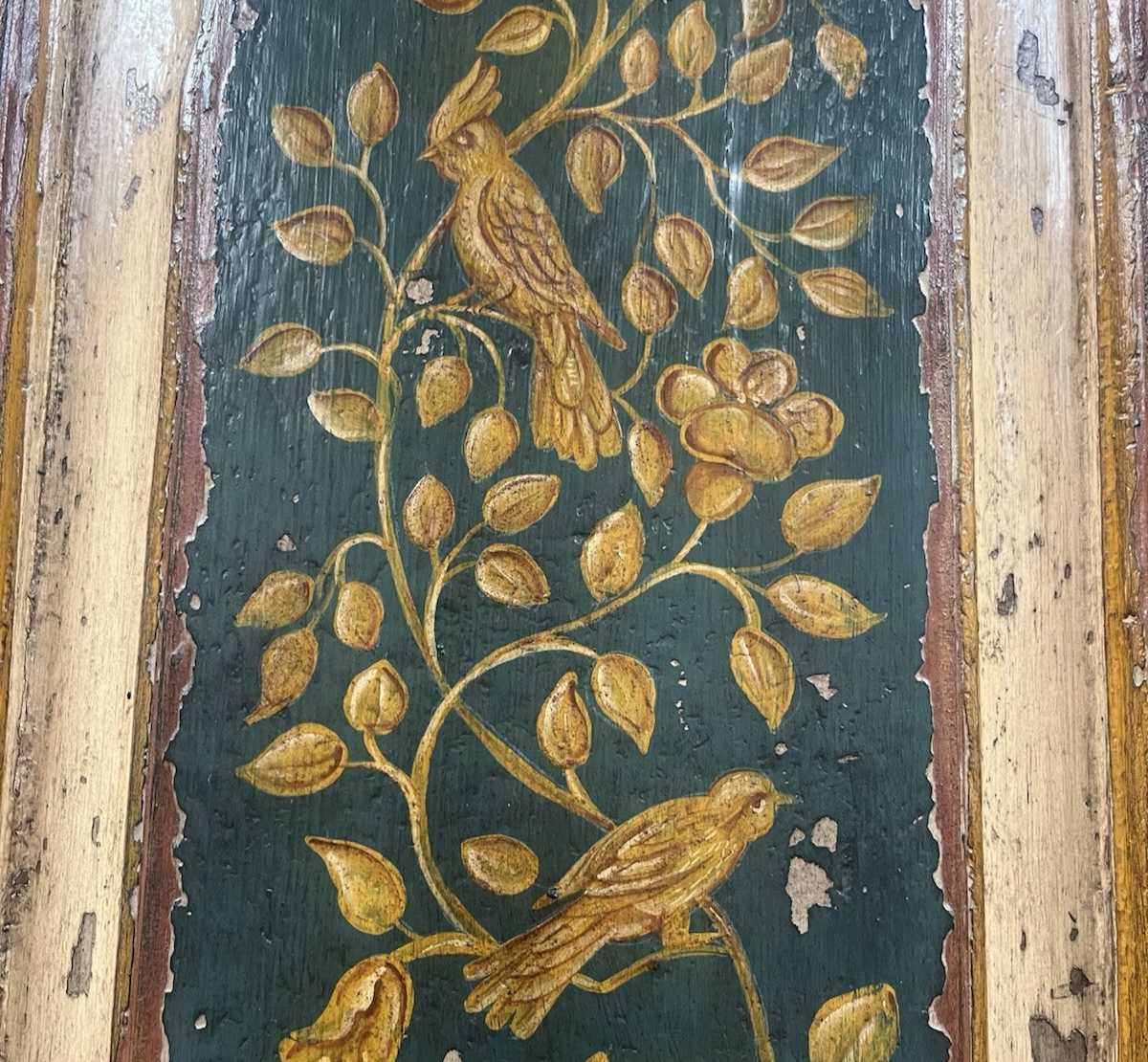 Antique Large Floral and Bird Painted Swedish Armoire Cabinet 94.5" x 51"  CL5