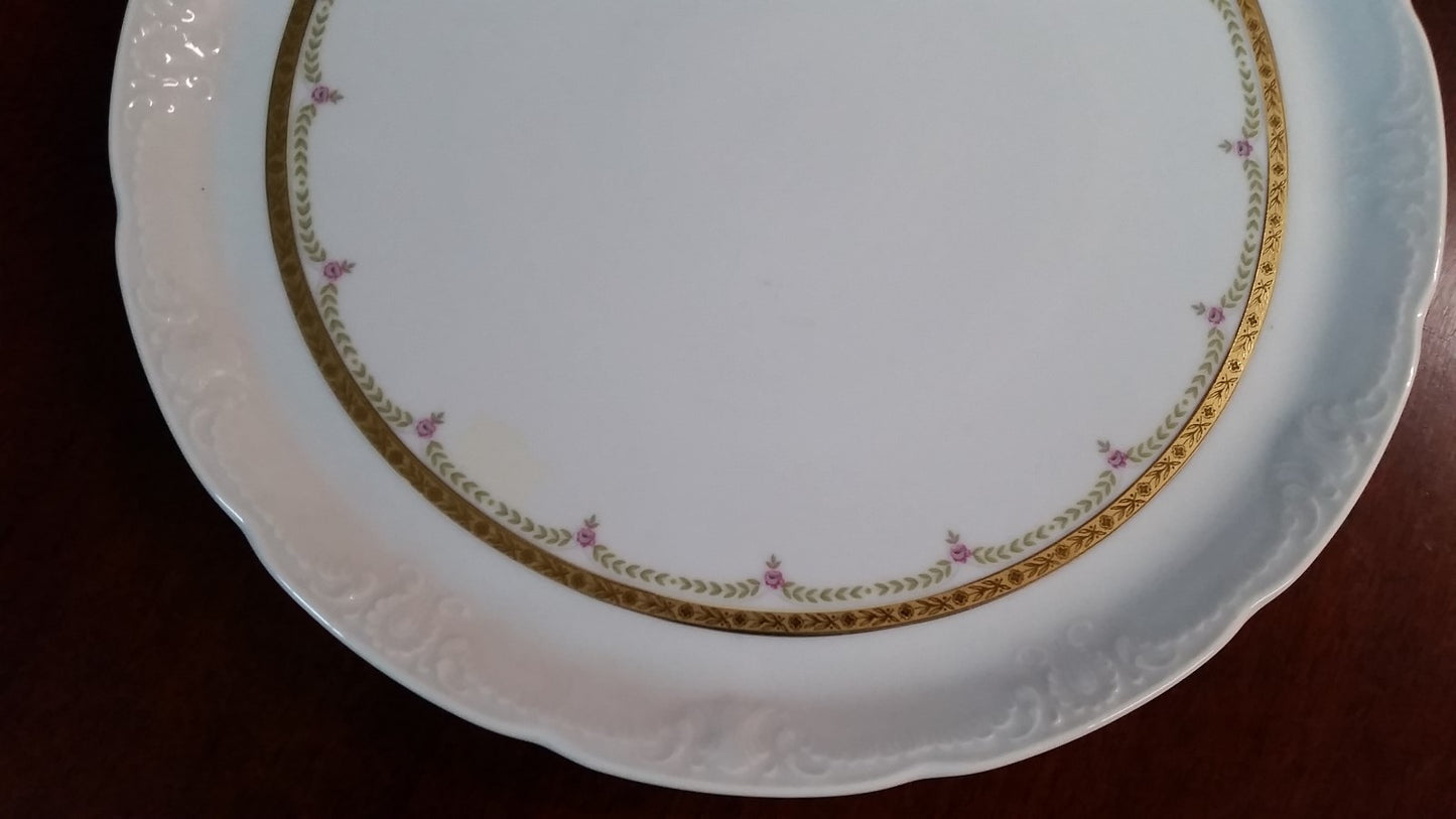 Vintage Mitterteich 12 1/4"  Round Serving Platter Plate  White w Gold Germany