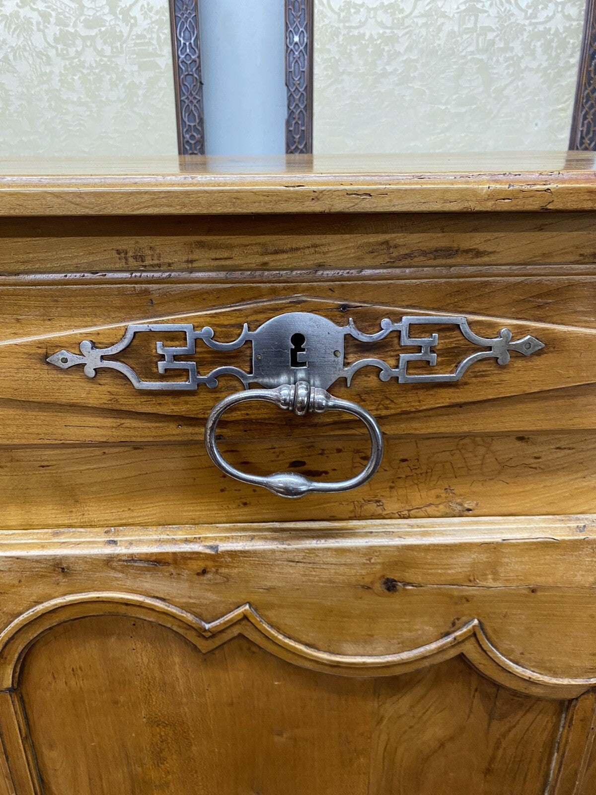 Antique 19th Century French Louis XV Cherry Buffet Chest Sideboard