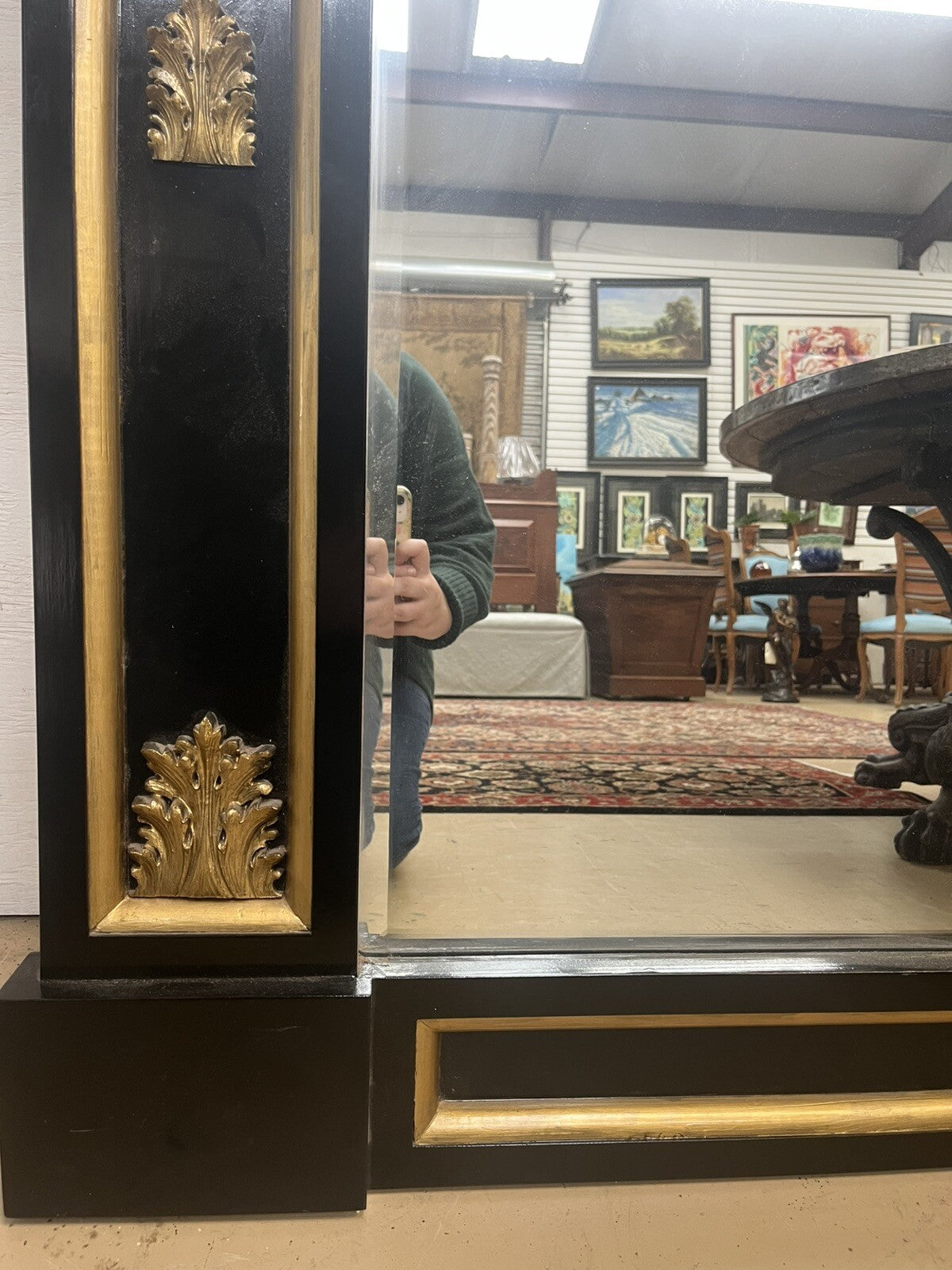 Tall Black & Gold Napoleon III Style Pier Mirror 79.5” Tall FS9