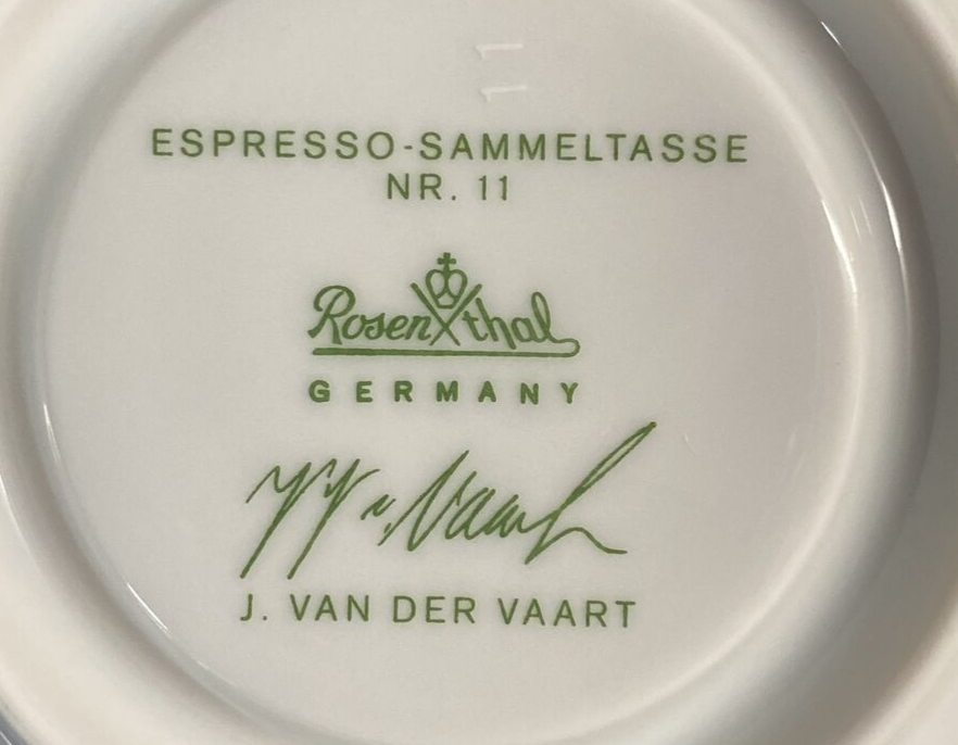 Pair Rosenthal Jan Van der Vaart Studio Line Espresso Coffee Cup & Saucer BH176