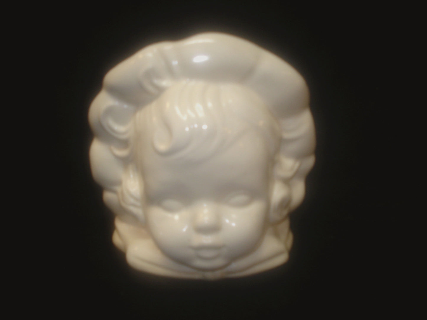 Infant Baby in Bonnet Headvase  Pottery Head Vase Planter USA Hull ? 1940's