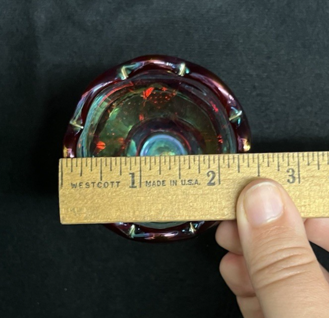 Vintage Imperial Glass Sunset Ruby Carnival Glass Egg Cup/Toothpick Cup 2 5/8"