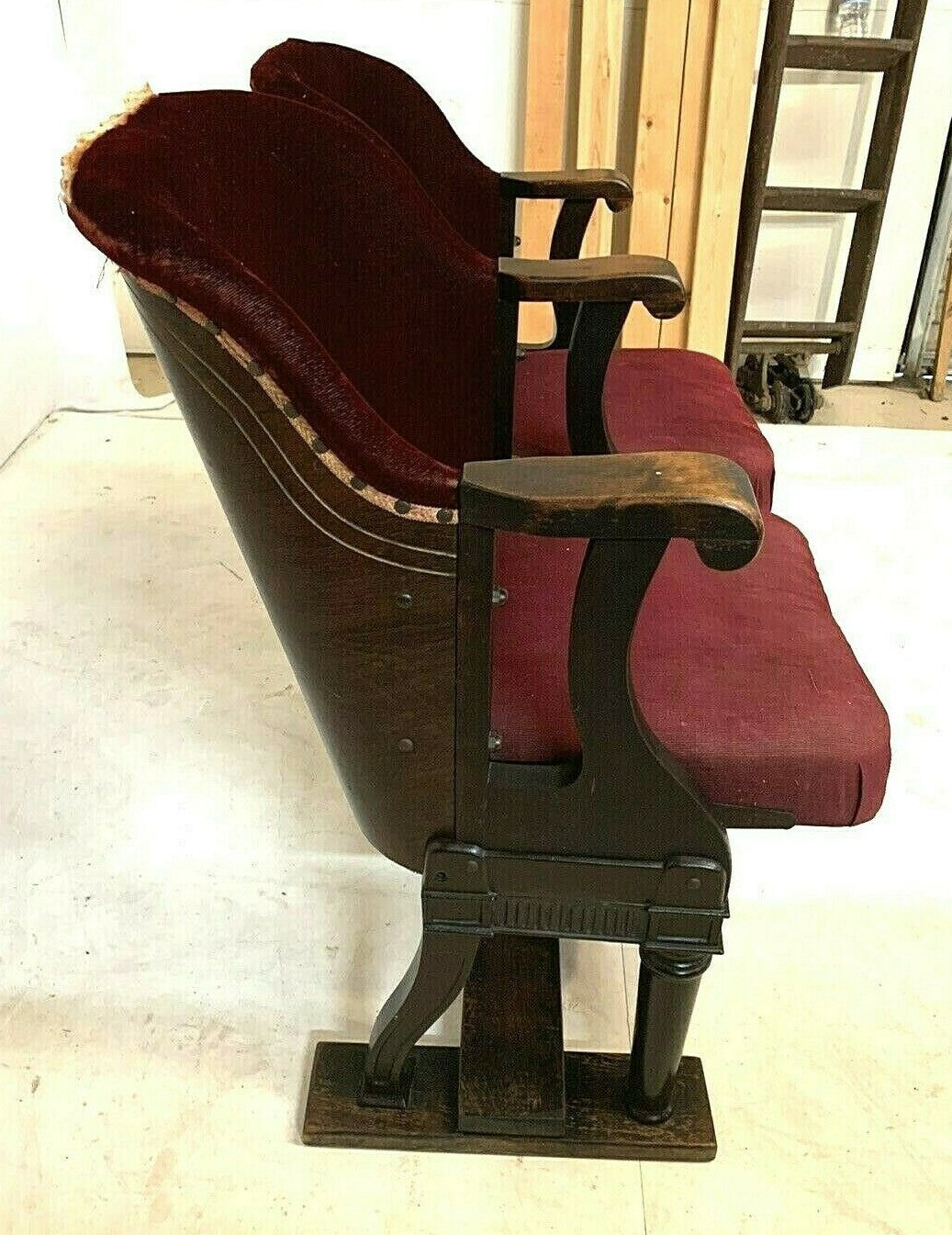 2 Wood Folding Theater Seats, Auditorium Seat, Entryway Bench, Theatre Seats