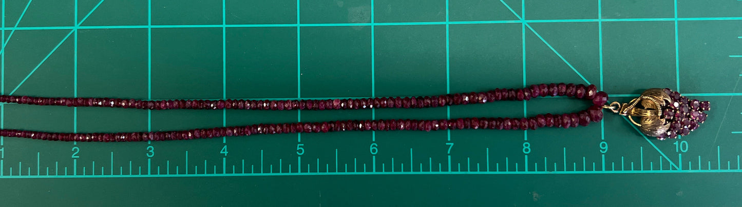 14K Natural Ruby 18" Necklace with Strawberry Ruby Pendant total 68.85 Carat TW