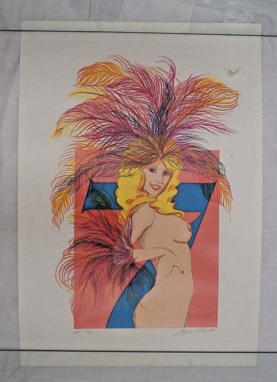 Vintage Serigraph Bob Pardo Pencil Signed Artist Proof 3 of 35 "Lady Luck"