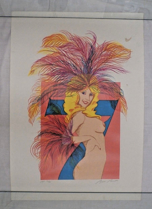 Vintage Serigraph Bob Pardo Pencil Signed Artist Proof 3 of 35 "Lady Luck"