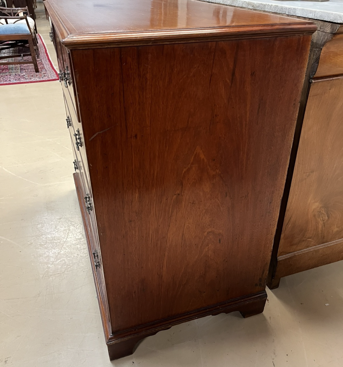 ANTIQUE ENGLISH GEORGE III INLAID MAHOGANY COMMODE CHEST OF DRAWERS