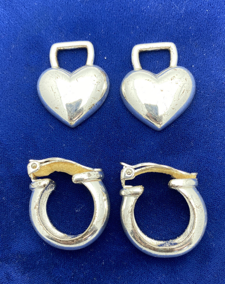 Carolee Silver Toned Heart Shaped Dangle Clip Earrings can be worn 2 ways