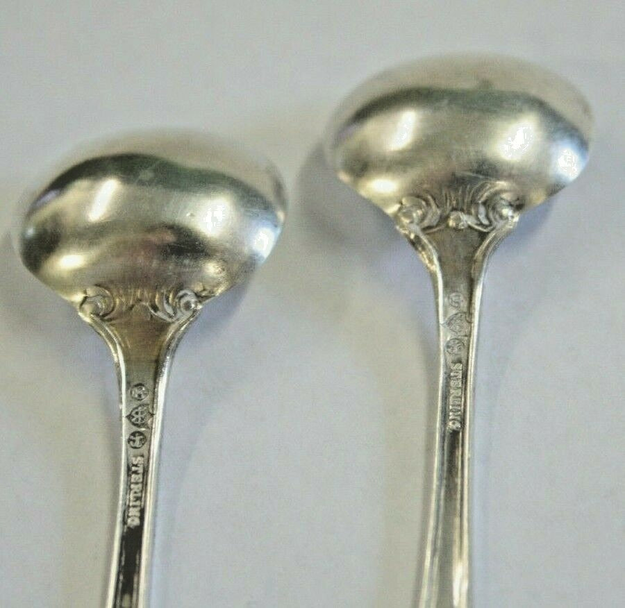 Pair Watson Sterling Silver Salt Spoons 3" Bunker Hill pattern NM Master Salt