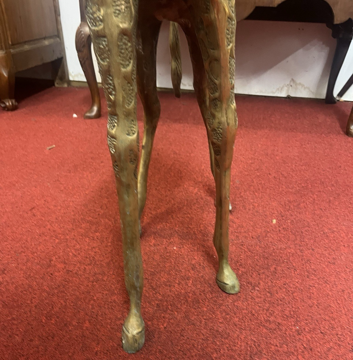 Mid Century Textured Polished Brass Giraffe Sculpture/Statue 49.5"