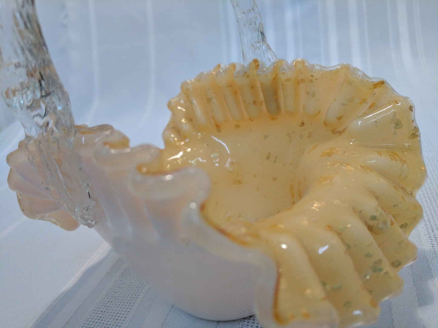 VICTORIAN ENGLISH STURBRIDGE Gold CASED GLASS BASKET W/ THORN HANDLE