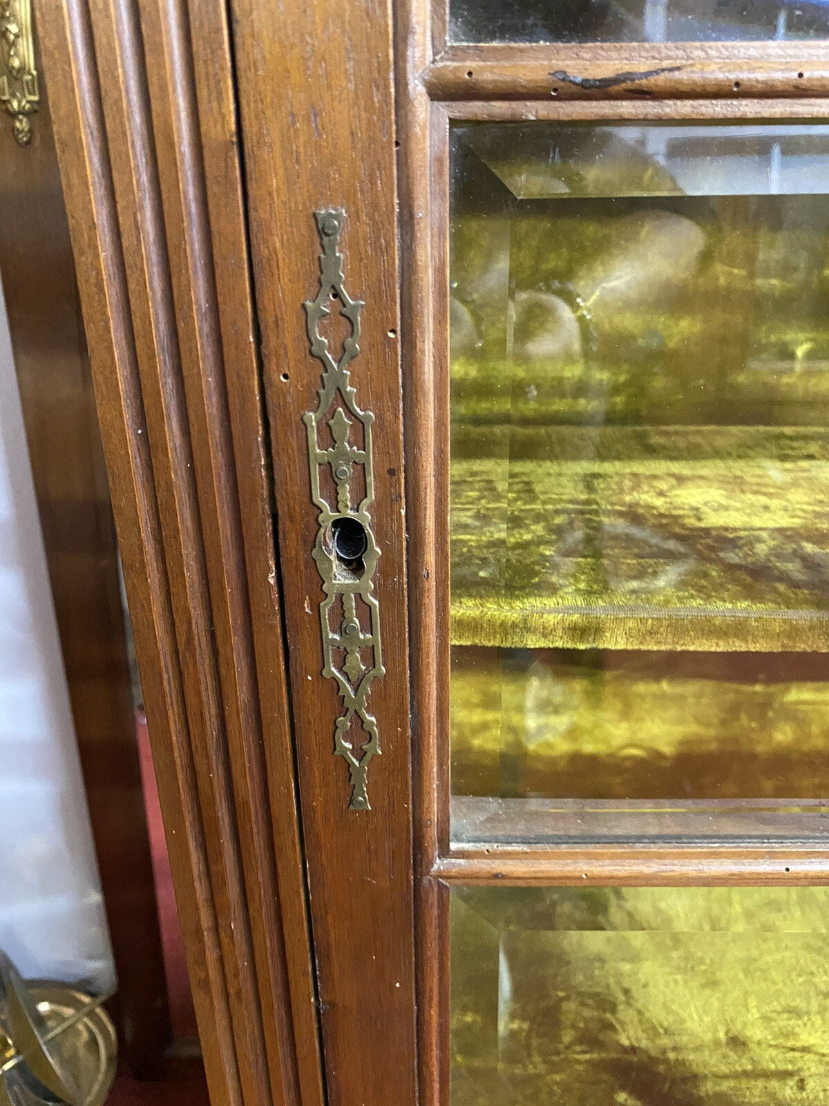 Antique French Napoleon III Walnut Vitrine Display Cabinet