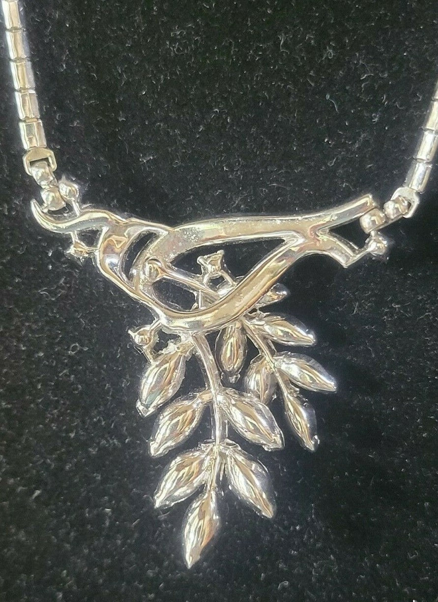 1951 TRIFARI "Spring Fantasy" Necklace 15" Choker Silver w Clear Rhinestones
