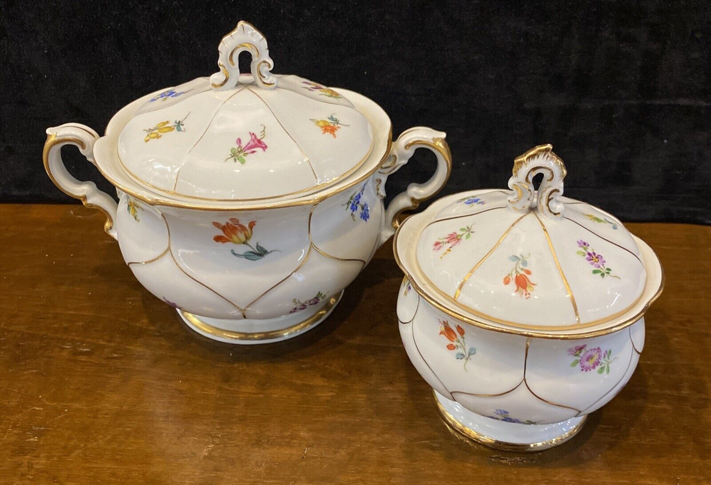 Meissen “Strewn Flower” Teapot Creamer Sugar Coffee & Tea Service Set of 7