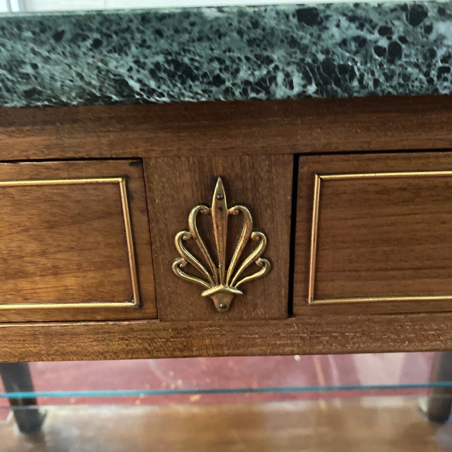 FRENCH MAHOGANY EMPIRE ENTRYWAY CONSOLE TABLE W/ MARBLE TOP