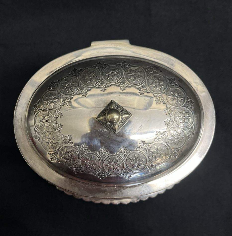 Antique Fenton Brothers Sheffield Silverplate English Biscuit Barrel 7 1/8"