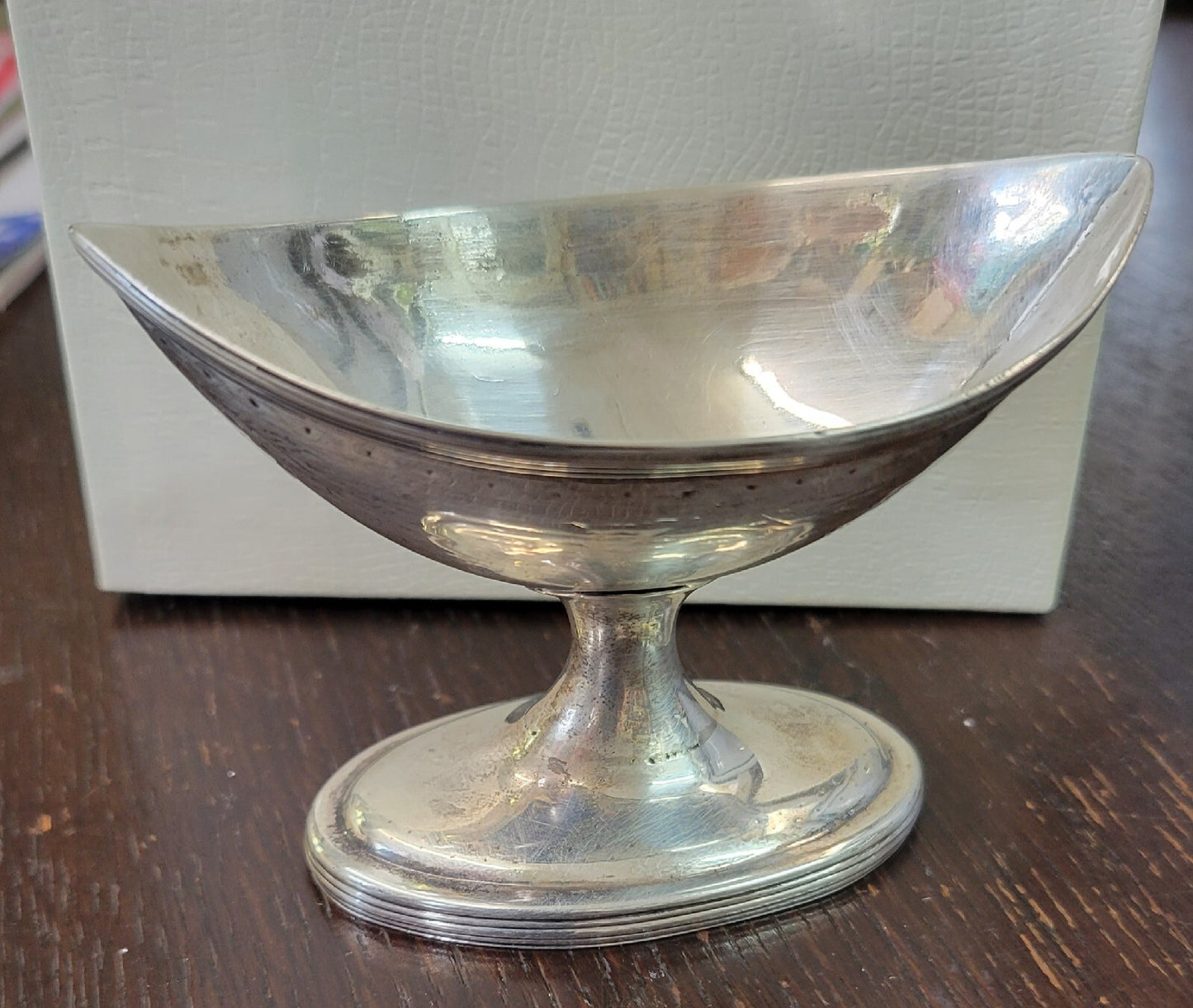 Pair George III Irish Sterling Silver Pedestal Salt Cellars Dublin 1761