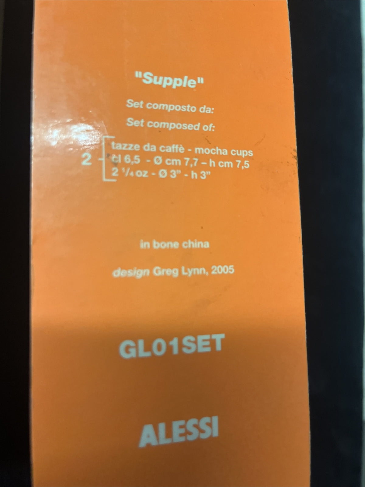 Oficina Alessi Cafe Supple Set 2 ESPRESSO MOCHA CUPS Greg Lynn GL01SET H37