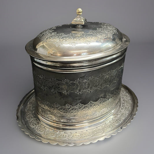 Antique Fenton Brothers Sheffield Silverplate English Biscuit Barrel 7 1/8"