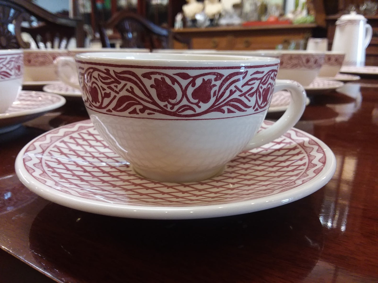 Set of 6 Cups & 6 Saucers by Gien in the Aurelie and Herbier Rose French Country