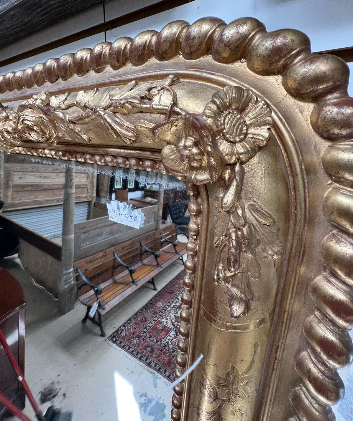 83" High ANTIQUE FRENCH LOUIS PHILIPPE PERIOD GILT GOLD WOOD MIRROR