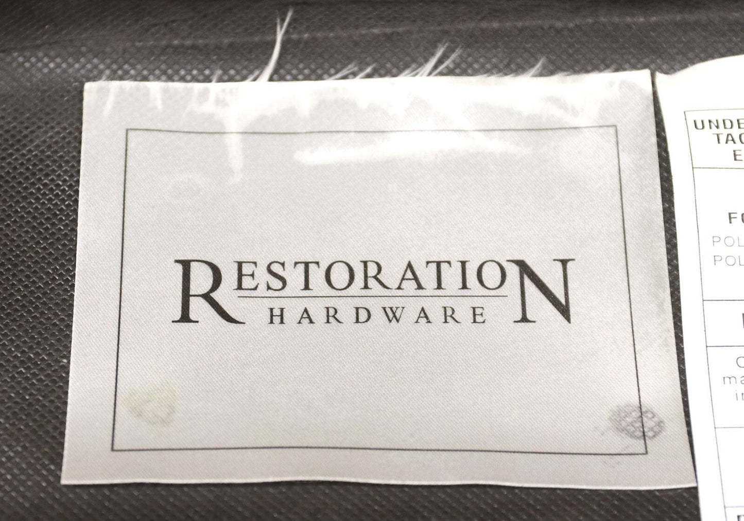 PAIR OF RESTORATION HARDWARE '1890 ENGLISH BAROQUE' BURLAP HIGHBACK CHAIRS