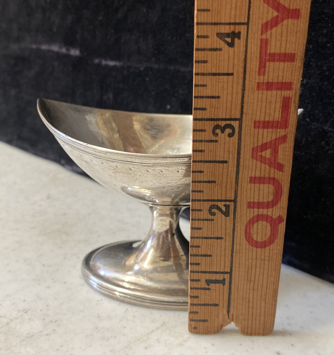 Pair George III Irish Sterling Silver Pedestal Salt Cellars Dublin 1761