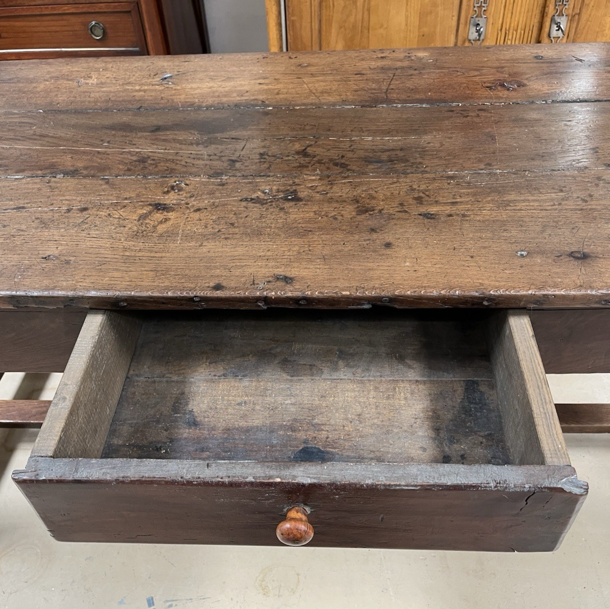 ANTIQUE FRENCH PROVINCIAL OAK RUSTIC FARMHOUSE SOFA DINING WORK TABLE