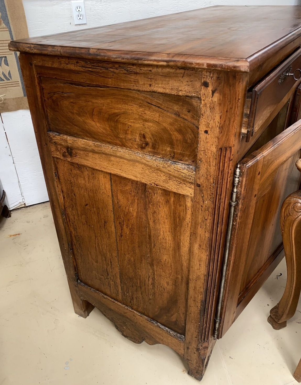 Antique French Louis XV Philippe Figured Walnut Chest Commode Sideboard Server