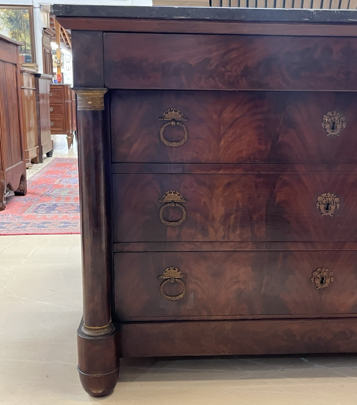 FRENCH EMPIRE MAHOGANY COMMODE, SIGNED P. PISTER, DATED 1819