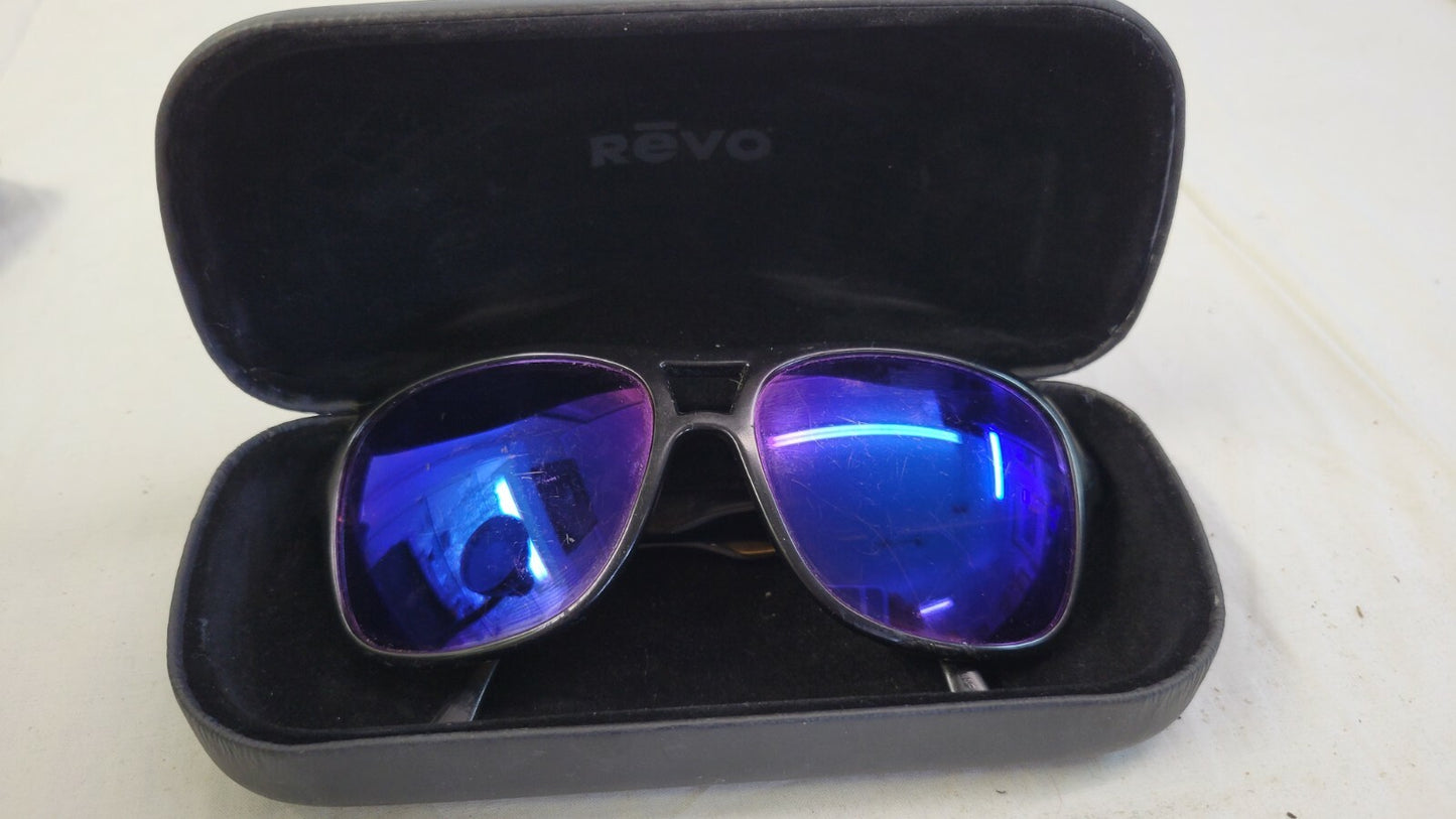REVO 1006-001 Black Frame Stealth Blue Mirror Lens Active Wrap Sunglasses France
