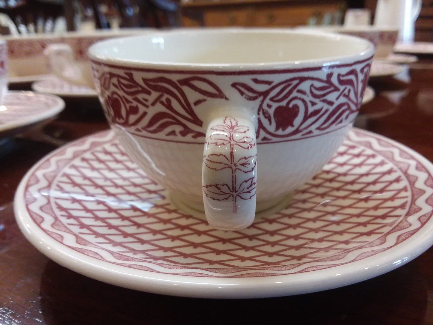 Set of 6 Cups & 6 Saucers by Gien in the Aurelie and Herbier Rose French Country