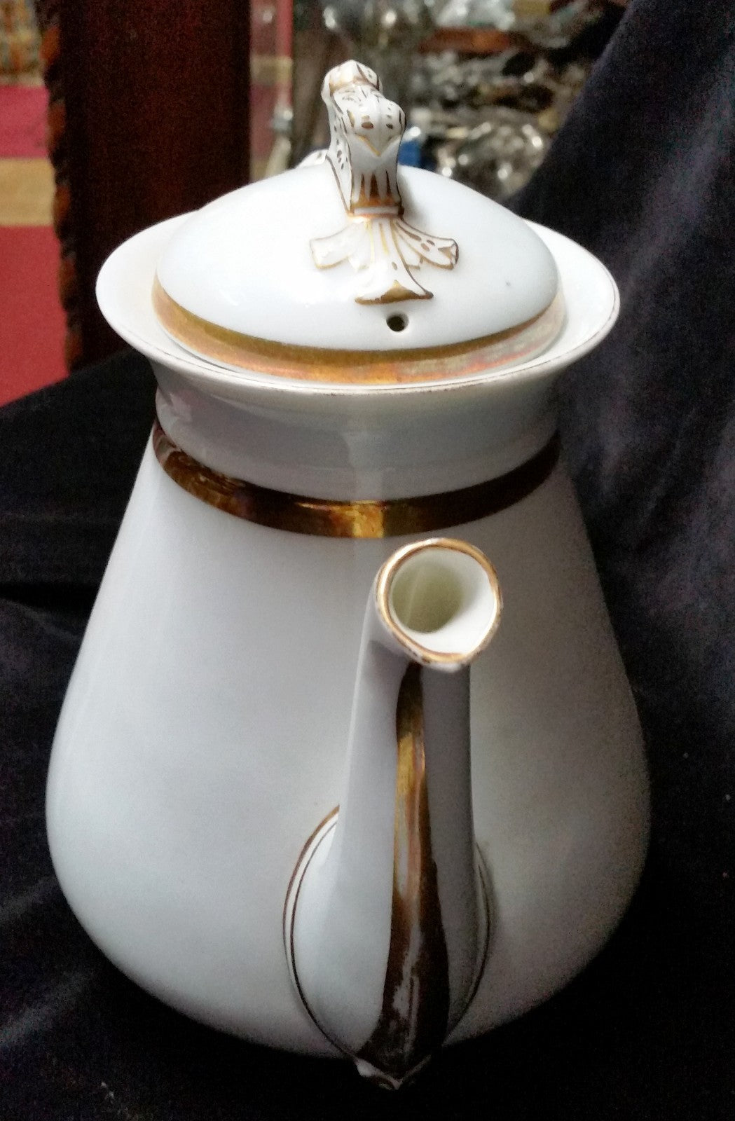 Early Charles Field  Haviland Coffee Pot-White/Gold Shape-1880's CFH/GDM