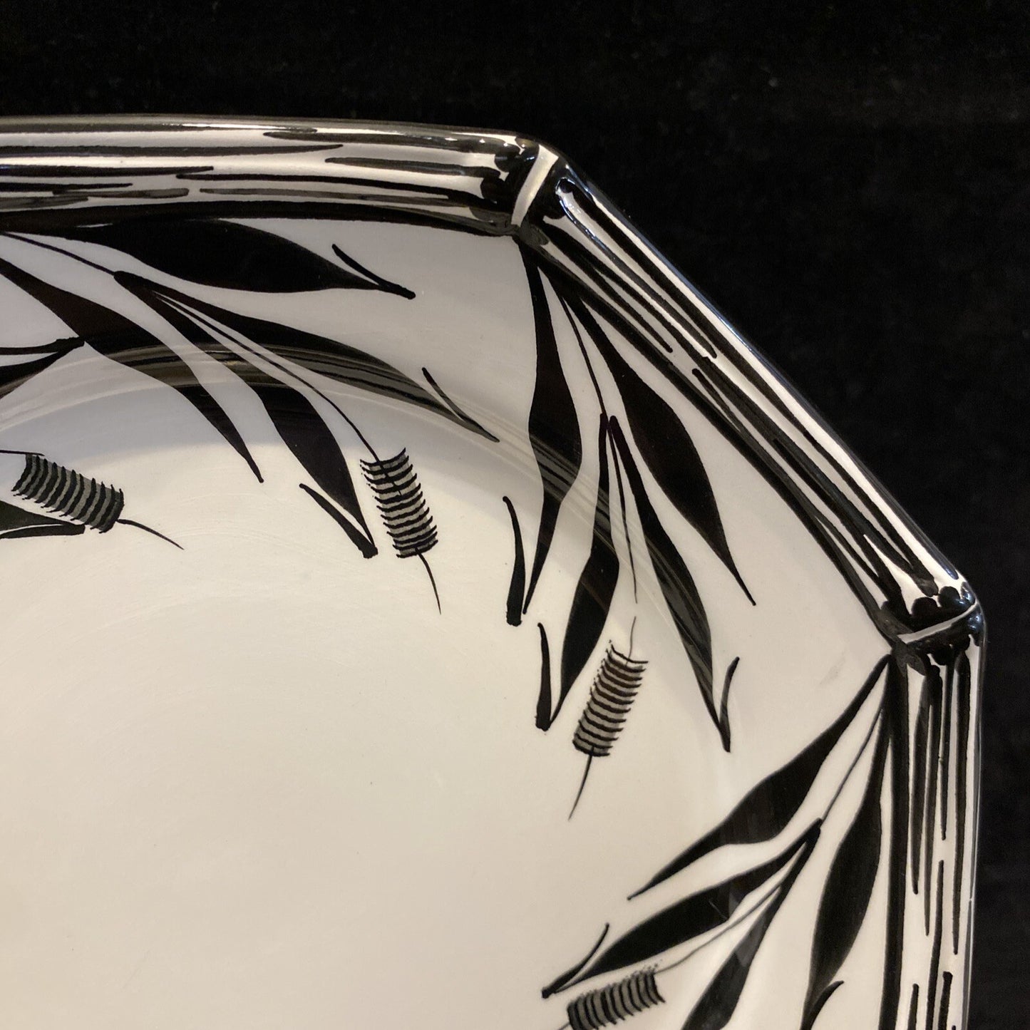 Tiffany & Co Este Ceremiche Black Bamboo Erbe Palustri 8 3/4" Salad Plate