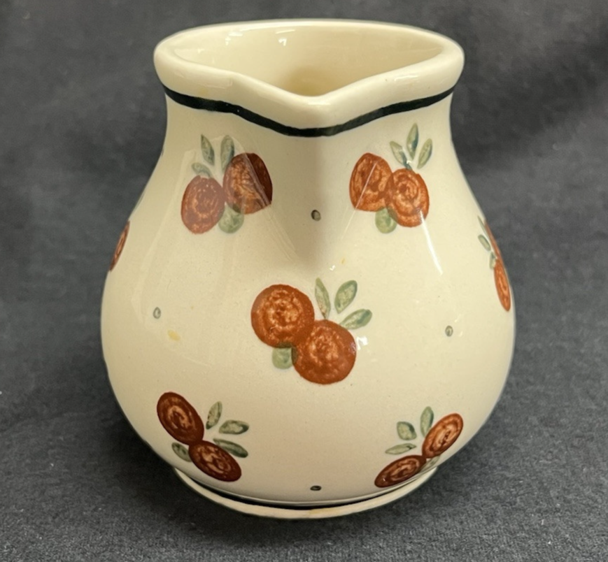 Boleslawiec Polish Pottery Sugar Bowl and Creamer Set w/ Tray, Wild Cherry
